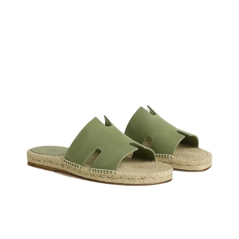 HERMES Antigua Slide Slippers Men's Green-2
