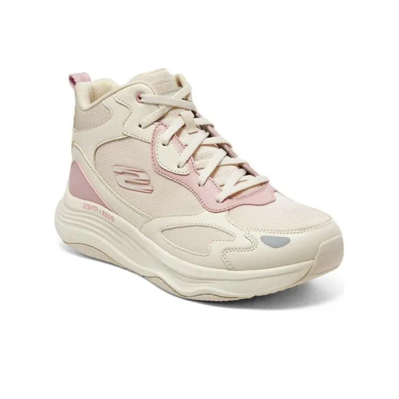 Skechers Cushioning Anti Slip And Wear Resistant High Top Casual Shoes Women's Beige Pink-1