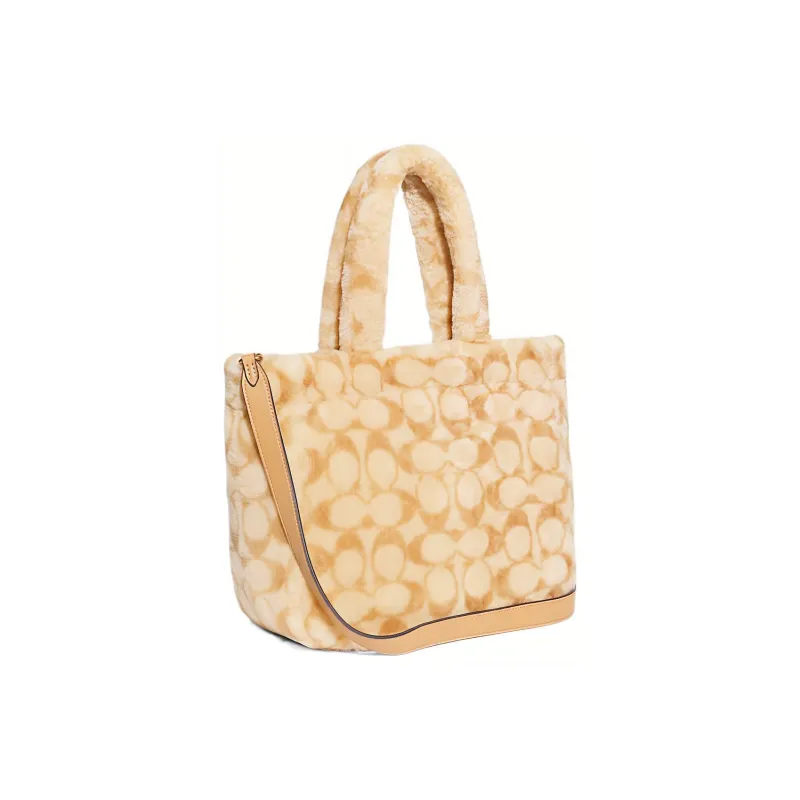 COACH Shearling Tote Bag, Shopping Bag, Shoulder Bag, Crossbody Bag, Handbag Tubas Women's Light Yellow-1