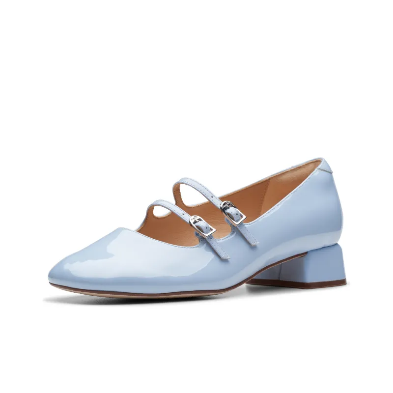 Clarks Chunky Heel Mary Jane Shoes Women's Blue-1