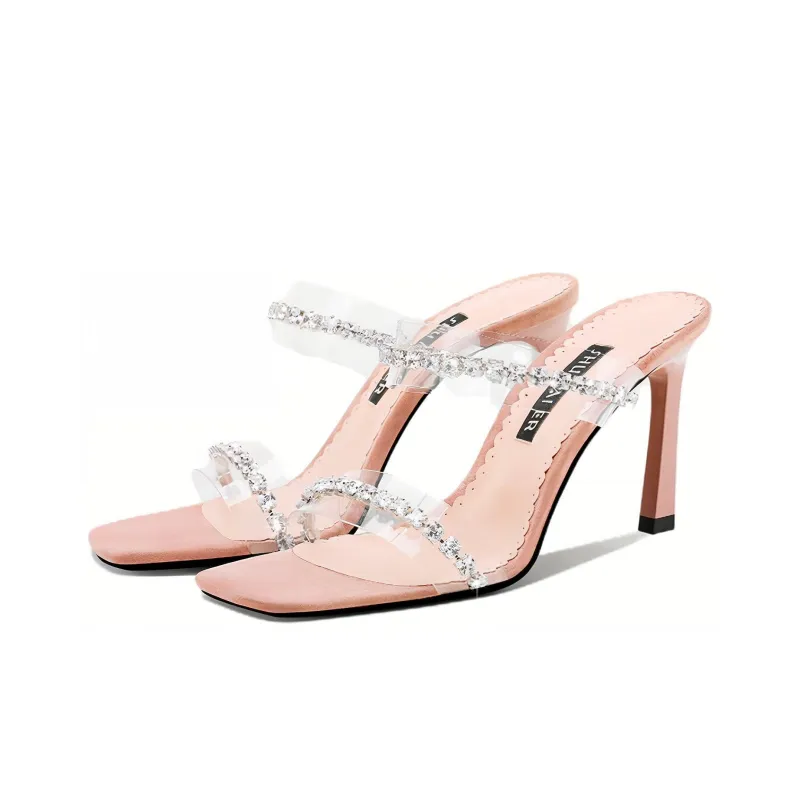 SHUDAIER Slide Slippers 8.5cm Women's Nude-1