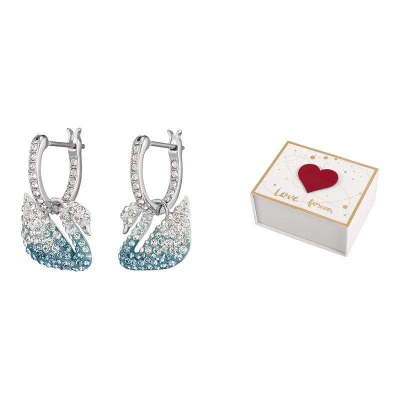 Swarovski Artificial Crystal Earrings Women's Blue-11