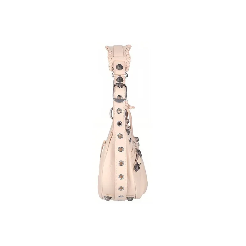 Balenciaga Le Cagole Leather Shoulder Bag Small Size Women's Beige-2