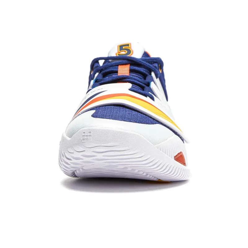 LiNing Rage 2 Cushioned Wear Resistant Supportive Lightweight Rebound Low Top Basketball Shoes Men's White Blue Orange-4