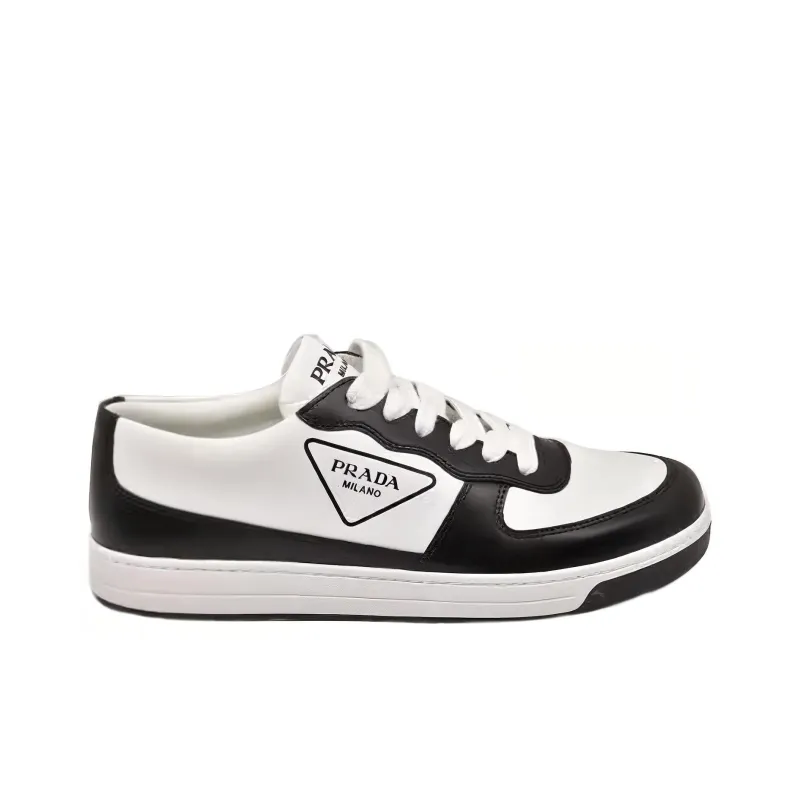 PRADA Low Top Skateboard Shoes Men's White Black-1