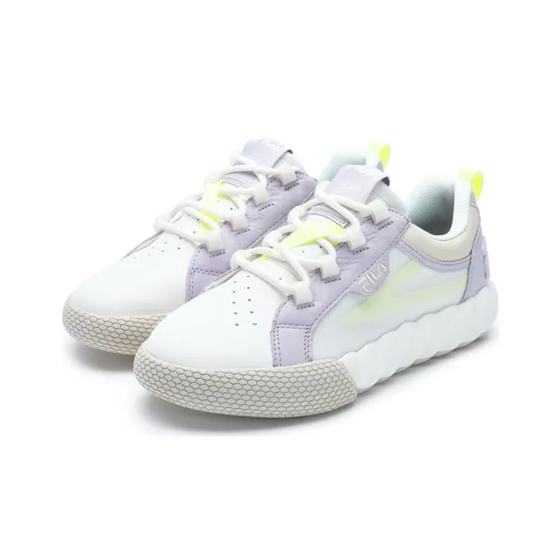 FILA CAMPO Cushioning Wear Resistant Low Top Skateboard Shoes Women's White Purple-2
