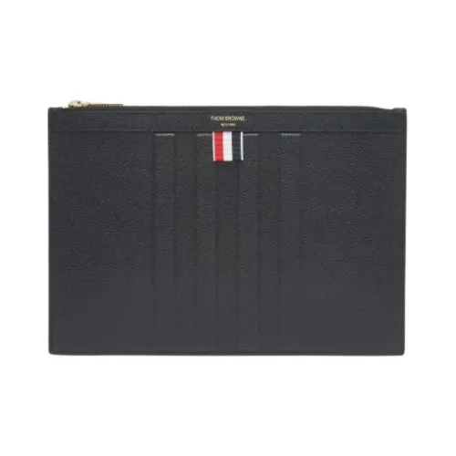 THOM BROWNE· Cow Leather Clutch Unisex Black