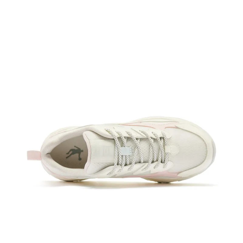 QIAODAN Breathable Lightweight Rebound Low Top Casual Shoes Women's White Pink Green-3