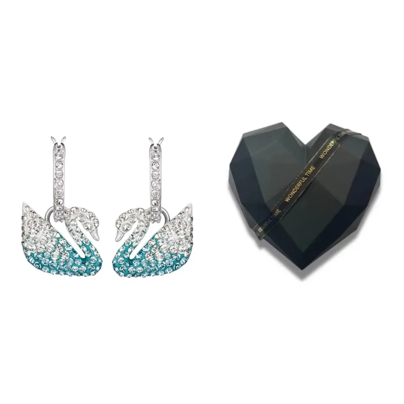 Swarovski Artificial Crystal Earrings Women's Blue-14