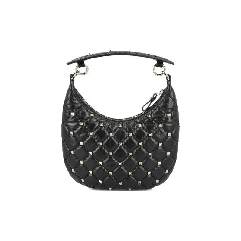 Valentino GARAVANI ROCKSTUD Cow Leather One Shoulder Handbags Women's Black-2