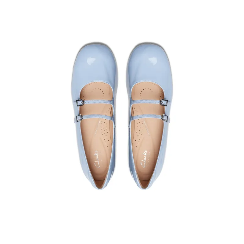 Clarks Chunky Heel Mary Jane Shoes Women's Blue-2
