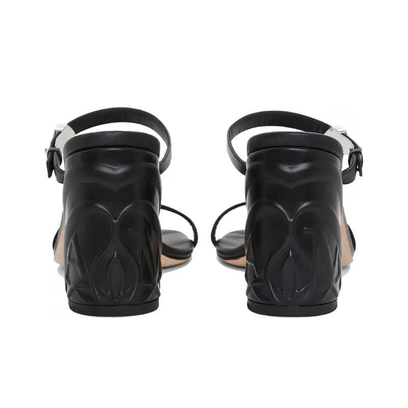Alexander McQueen Seal Strap Mules 'Black Silver' Women's-4