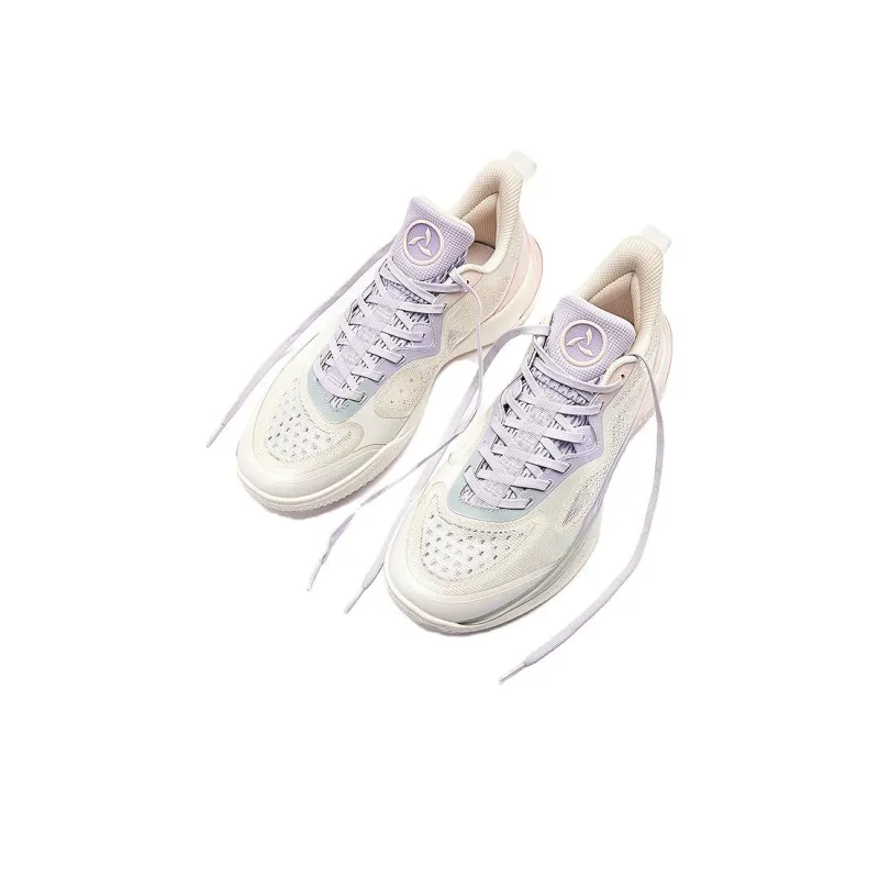 QIAODAN Wind Blade 4 Cushioned Slip Resistant Low Top Basketball Shoes Men's White Purple-3