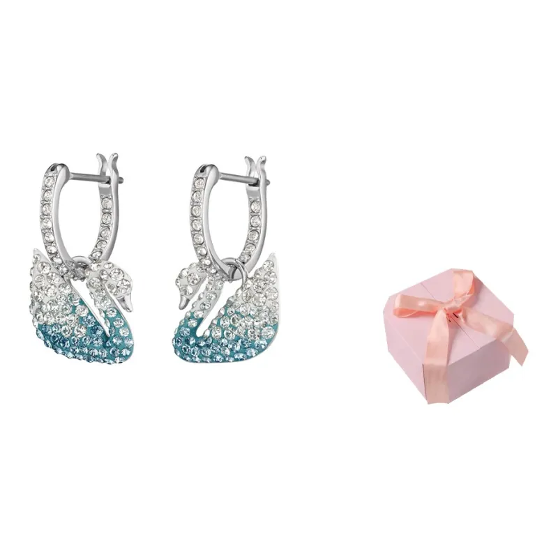 Swarovski Artificial Crystal Earrings Women's Blue-10