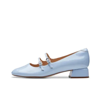 Clarks Chunky Heel Mary Jane Shoes Women's Blue