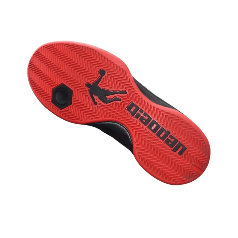 QIAODAN Shock Absorbers With Slip Resistant And Abrasion Resistant Properties Low Top Basketball Shoes Men's Black Red-3