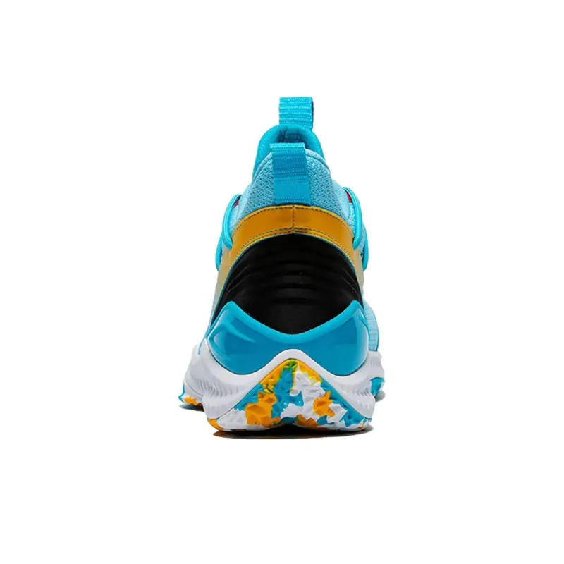 QIAODAN Cushioned Wear Resistant Slip Resistant Lightweight Low Top Basketball Shoes Men's Sky Blue-3