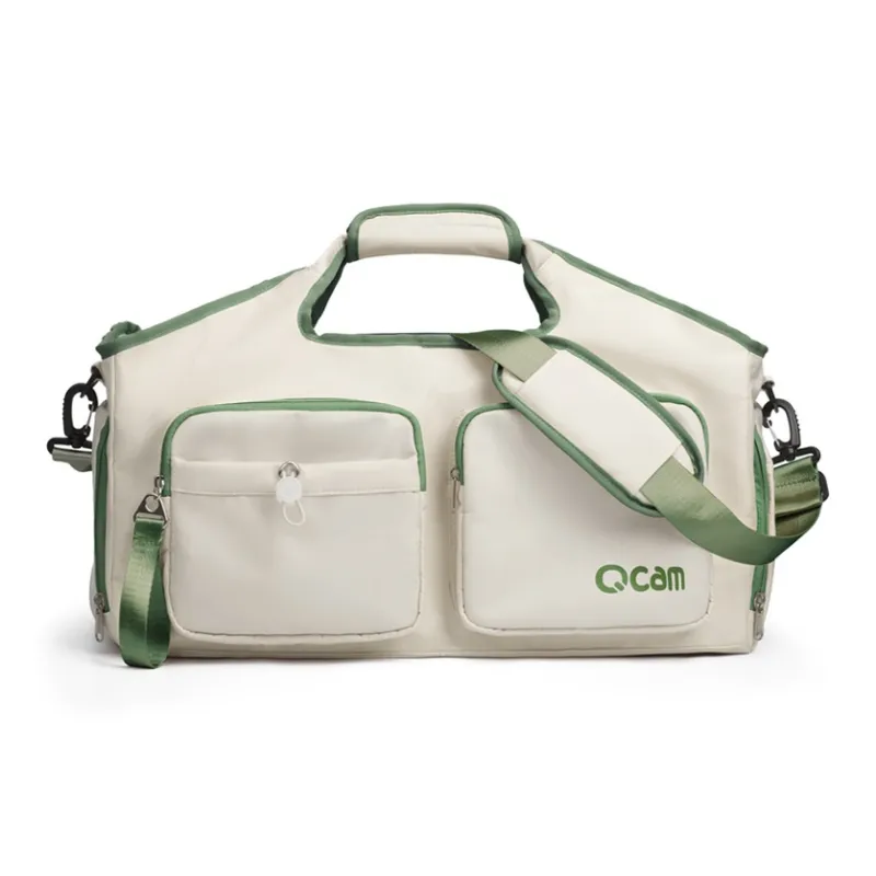 LOVERPUSS Nylon Gym Bag Medium Size Unisex Beige Beige Green-6