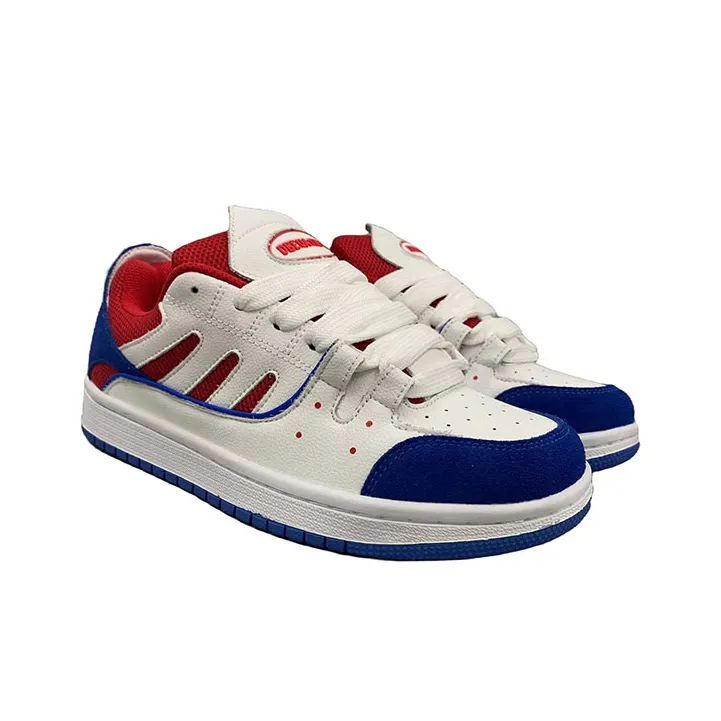 Dbeuatiful Puffy Shoes Anti Slip Wear Resistant Low Top Skateboard Shoes Unisex White Blue Red-2