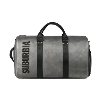 SUBURBIA PU Gym Bag Carry-on Bag Swim Bag Travel Bag Medium Size Men's Silver