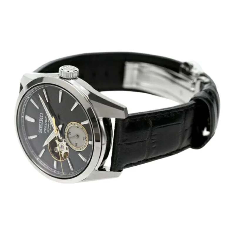 SEIKO Automatic Mechanical Movement Leather Watch Bands Watch Men's Watch Black Dial SARJ005-3