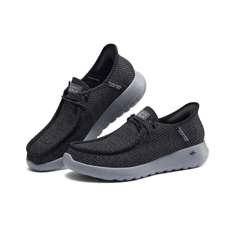 Skechers Cushioning Wear Resistant Low Top Casual Shoes Men's Black Gray-1