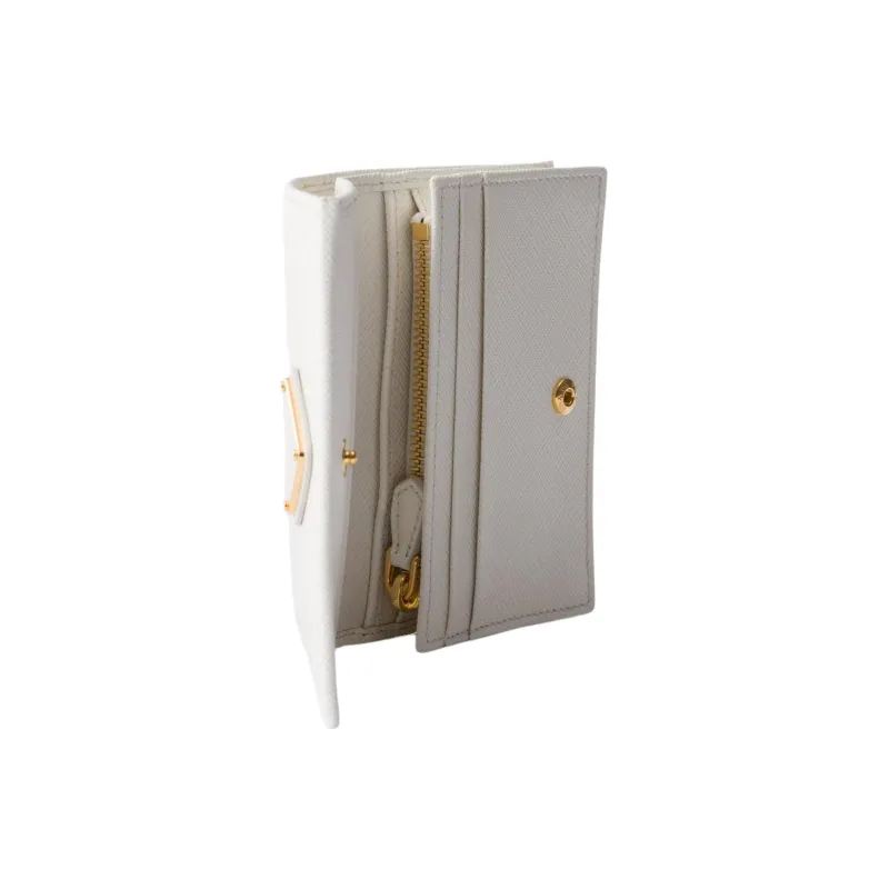 PRADA Leather Wallet Small Size Women's White-2