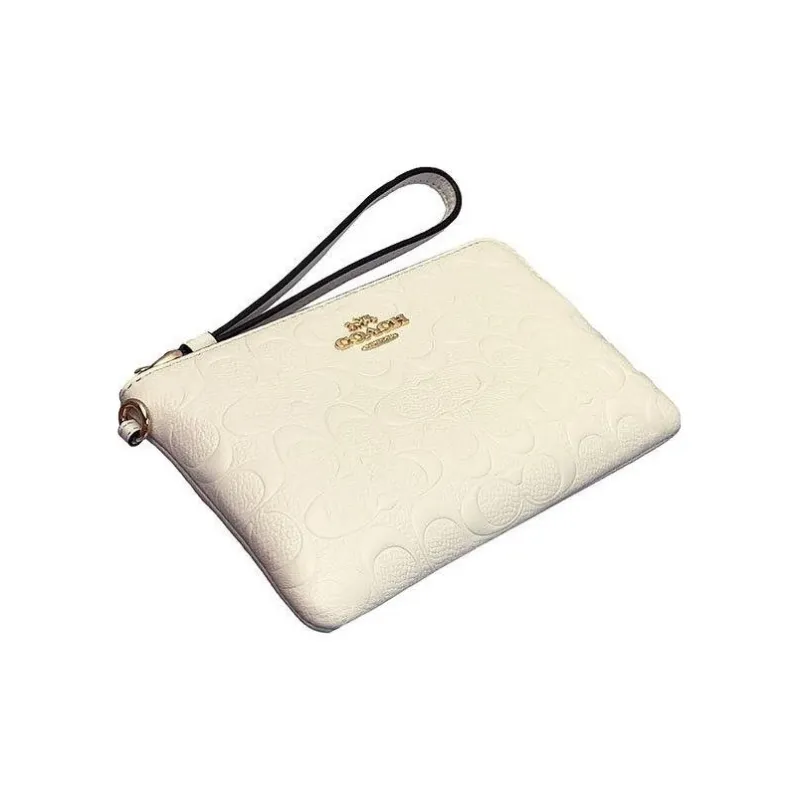 COACH Boxed Leather Wrist Bags Clutches Mini Women's Chalk White-3