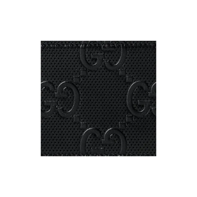 GUCCI Leather Card Holder Wallet Men's Black-6