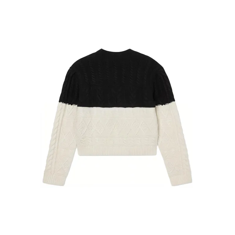 CLUB MONACO Sweater Women's Black White Color Blocking-1