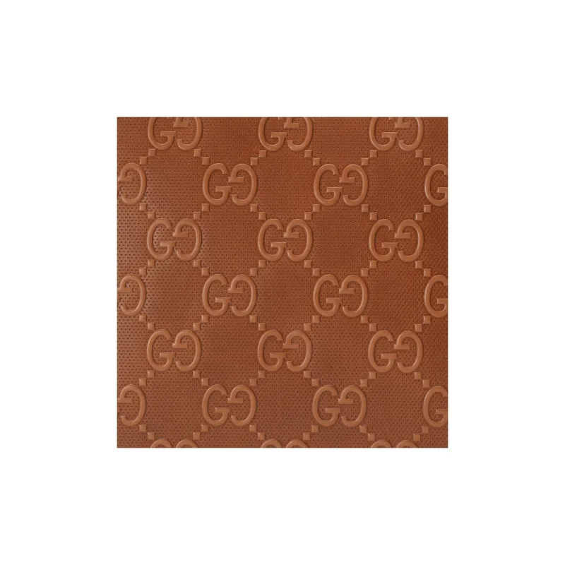 GUCCI Embossed Leather Clutch Men's Brown-7