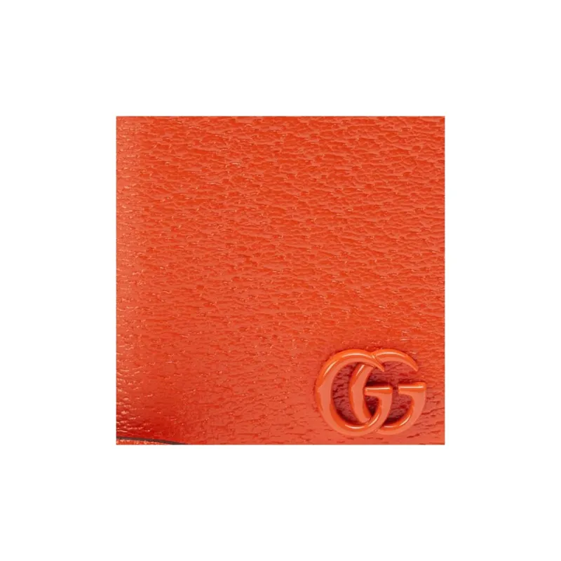 GUCCI GG Marmont Leather Wallets Card Holders Men's Orange-4