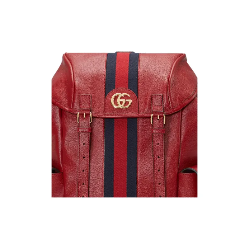 GUCCI Ophidia Leather Backpack Medium Size Men's Red-7