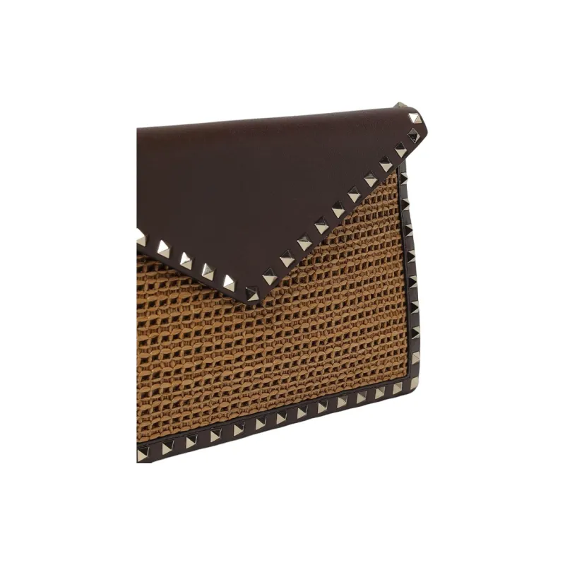 Valentino Raffia Clutch Women's Brown-2