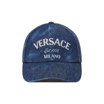 VERSACE Logo-embellished Denim Cap