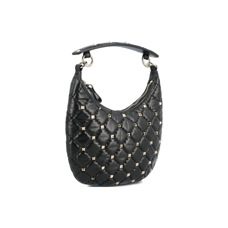 Valentino GARAVANI ROCKSTUD Cow Leather One Shoulder Handbags Women's Black-1