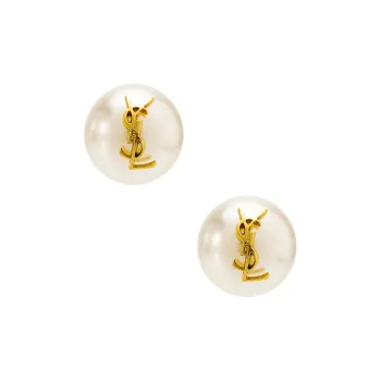 SAINT LAURENT Cassandre Detailed Round Earrings