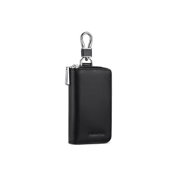 WilliamPOLO Top Grain Cow Leather Keychain Zip Closure Car Key Pouch Coin Purse Regular Men's Multicolor