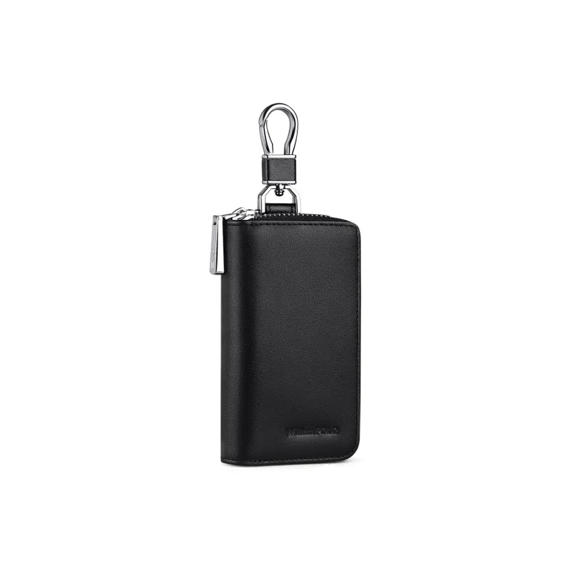 WilliamPOLO Top Grain Cow Leather Keychain Zip Closure Car Key Pouch Coin Purse Regular Men's Multicolor-0