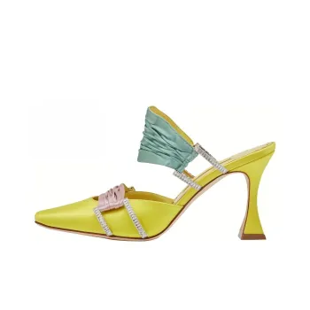 MANOLO BLAHNIK Slip Resistant Closed Toe Slippers Women's Yellow