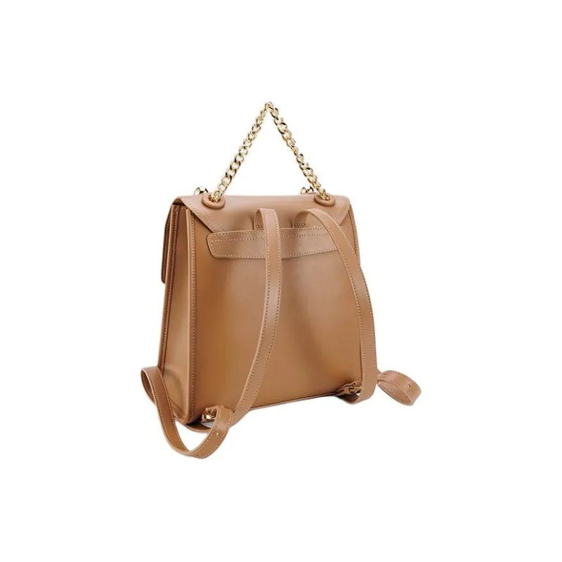 HONGU Cow Leather Backpack Small Size Women's Brown/Pitch Black-7