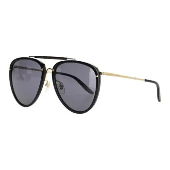 GUCCI Acetate Gold-Plated Metal Aviator Sunglasses Unisex Black