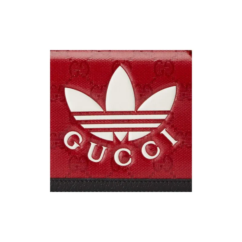 GUCCI Adidas Collaboration Canvas With Leather Shoulder Bag Crossbody Bag Wallet Women's Red/Black-7