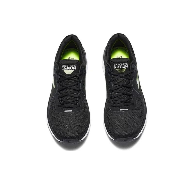 Skechers Cushioning Low Top Casual Running Shoes Men's Black Yellow-4