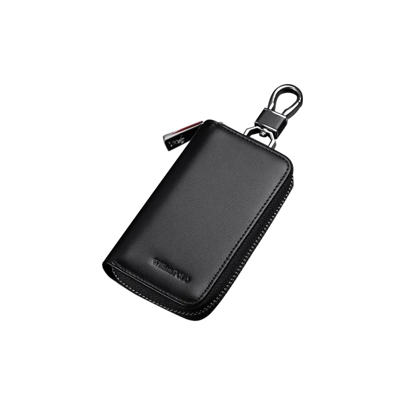 WilliamPOLO Top Grain Cow Leather Keychain Zip Closure Car Key Pouch Coin Purse Regular Men's Multicolor-4