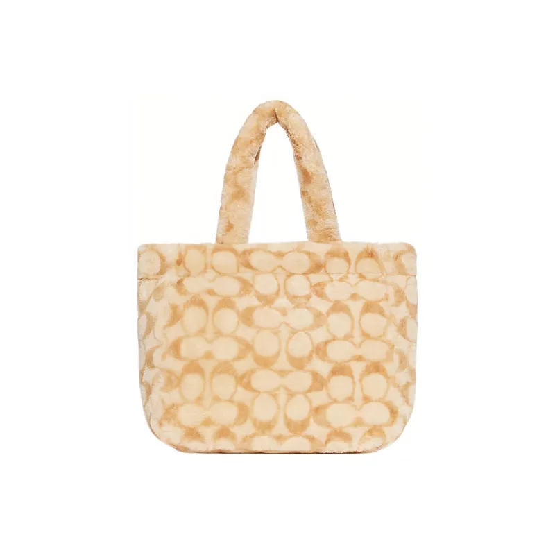 COACH Shearling Tote Bag, Shopping Bag, Shoulder Bag, Crossbody Bag, Handbag Tubas Women's Light Yellow-2
