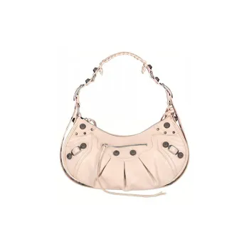 Balenciaga Le Cagole Leather Shoulder Bag Small Size Women's Beige