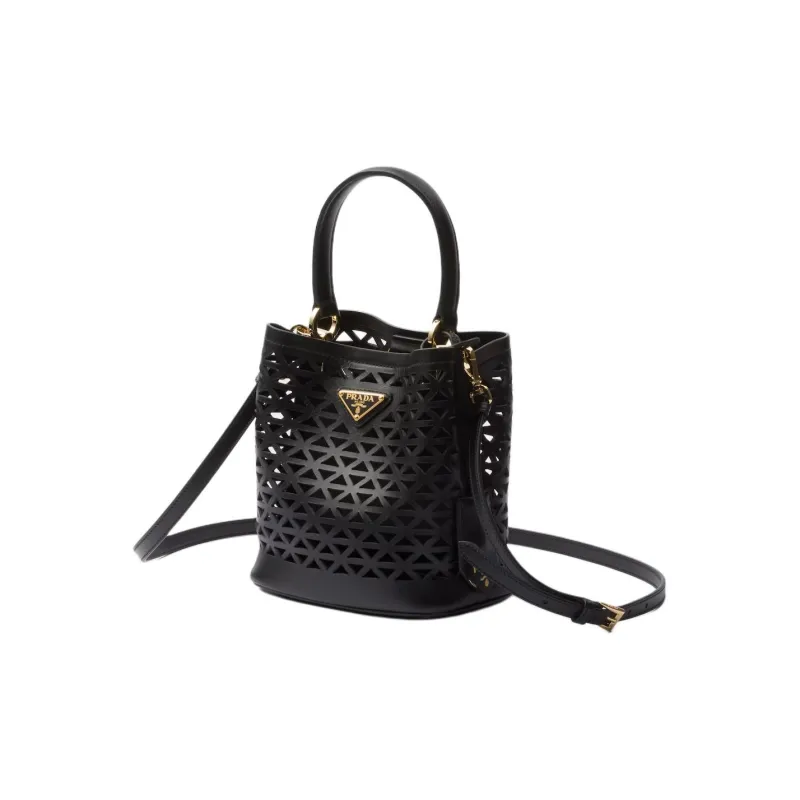 PRADA Panier Leather Shoulder Bag Crossbody Bag Handbag Mini Women's Black-1