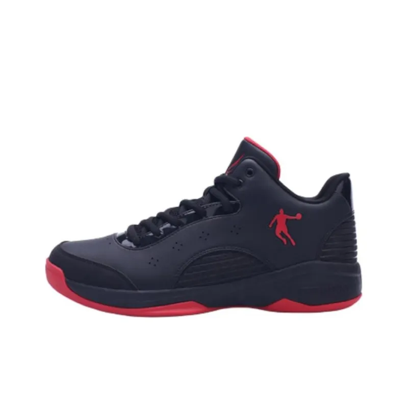 QIAODAN Shock Absorbers With Slip Resistant And Abrasion Resistant Properties Low Top Basketball Shoes Men's Black Red-0