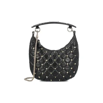 Valentino GARAVANI ROCKSTUD Cow Leather One Shoulder Handbags Women's Black